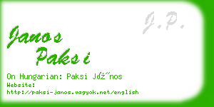 janos paksi business card